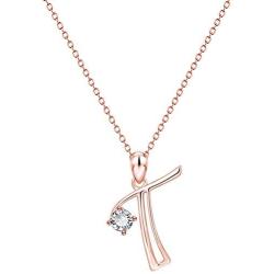 MDFY OEWGRF Fashion Necklaces 26 English Letters A-Z Pendant with Rhinestone Rose Gold Necklace Jewelry Gift