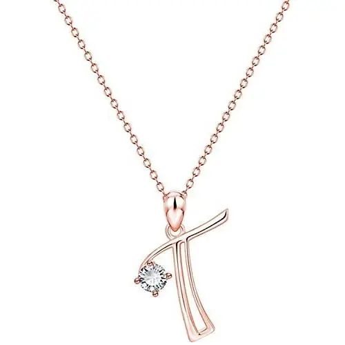 MDFY OEWGRF Fashion Necklaces 26 English Letters A-Z Pendant with Rhinestone Rose Gold Necklace Jewelry Gift