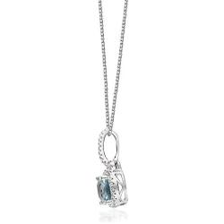 Gin & Grace 10K White Gold Natural Diamond (I1,I2) & Genuine Blue Aquamarine Pendant for Women