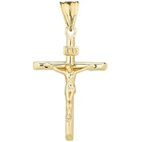 Dainty Jesus Christ INRI Crucifix Cross Pendant (0.90'') in Solid 10k Yellow Gold Dainty Jesus Christ INRI Crucifix Cross Pendant (0.90'') in Solid 10k Yellow Gold