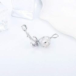 LGSY 925 Sterling Silver Anchor Cage Pendants for Pearl Jewelry Making, Design Pearl Cage Pendants for Adorable Gift