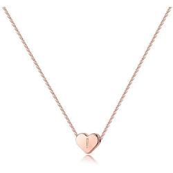 Turandoss Tiny Heart Initial Necklaces for Girls - 14K Rose Gold Filled Heart Pendant Handmade Dainty Heart Letter Initial Necklaces for Teen Girls Kids Jewelry Gifts