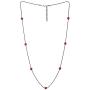 COOLSTEELANDBEYOND Exquisite Black Statement Necklace Long Chain with Red Rhinestones Ball Charms Pendant, Dress Party