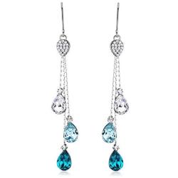 Chandeliers Earrings for Women - Long Dangle Crystal Drops - Luxury Earrings with Crystals - Evening Wear/Party/Date Night Showstopper Jewelry - Blush, Champagne, Teal, Blue