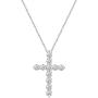Classic Cross Pendant Necklace with Natural Round Diamonds Set in 925 Sterling Silver with 18 Inch Silver Cable Chain