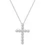 Classic Cross Pendant Necklace with Natural Round Diamonds Set in 925 Sterling Silver with 18 Inch Silver Cable Chain Classic Cross Pendant Necklace with Natural Round Diamonds Set in 925 Sterling Silver with 18 Inch Silver Cable Chain