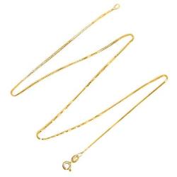 Brights Collection 925 Sterling Silver 0.85MM 18'' Italian Box Chain With 14K Yellow Gold Plated Silver Jewelry Prime Gift for Womens