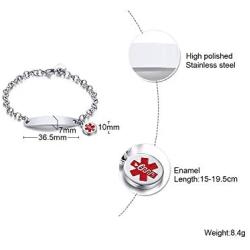 VNOX Custom Engraving Special Rolo Chain Medical Alert id Bracelet for Women Girls,Adjustable 6-7.8 Inches