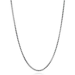 BERRICLE Italian Rhodium Plated Sterling Silver Popcorn Fashion Chain Necklace 1mm