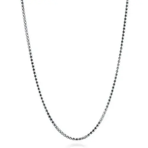 BERRICLE Italian Rhodium Plated Sterling Silver Popcorn Fashion Chain Necklace 1mm BERRICLE Italian Rhodium Plated Sterling Silver Popcorn Fashion Chain Necklace 1mm