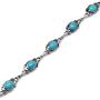 Silvershake 8x6mm Genuine Arizona American Turquoise 925 Sterling Silver Leaf Vintage Inspired 7 to 8.5 Inch Adjustable Bracelet Jewelry for Women