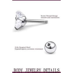 Jenxnjsjo Cartilage Earrings Stud Earrings Helix Conch Piercing Jewelry Cubic Zirconia Stud Earrings Screw Back Earrings for Women Cartilage Earring Stud Stud Earring Set Earrings With Screw Backs