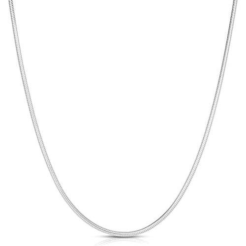 Authentic Solid Sterling Silver Snake Chain Necklace 2MM - 5MM, 16'' - 30'', Shiny & Flexible, Snake Necklace for Men & Women, Made In Italy, Next Level Jewelry
