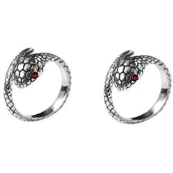 Retro Snake Resizable Ring Adjustable Animal Serpent Luxury Rock Punk Slim Circle Round Cubic Zirconia Double Snake Head Loop Rings for Women Men Party Jewelry