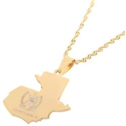 Stainless Steel Guatemala Map Pendant Necklace Gold Color Jewelry Map of Guatemala