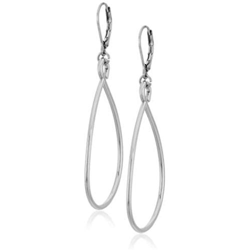 Nine West Womens Silver-Tone Open Drop Earrings