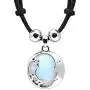 Mia Jewel Shop Crescent Half Moon and Stars Celestial Silver Metal Round Semi Precious Healing Gemstone Crystal Cabochon Pendant Adjustable Necklace Mia Jewel Shop Crescent Half Moon and Stars Celestial Silver Metal Round Semi Precious Healing Gemstone Crystal Cabochon Pendant Adjustable Necklace