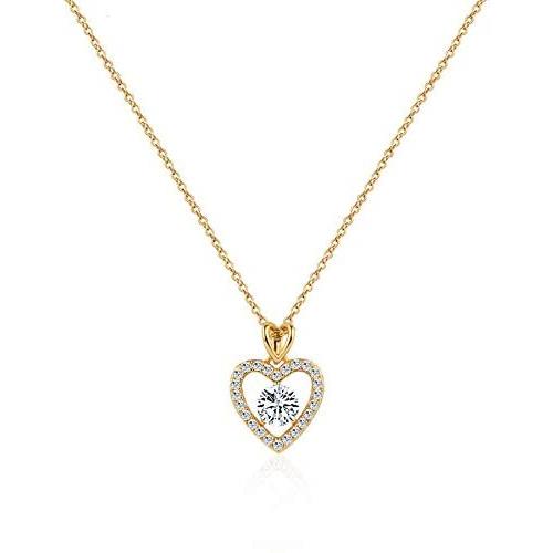 AOOVOO Necklaces for Women, Rose Gold Plated Brass Love Heart Cubic Zirconia Pendant Necklaces Jewelry Gift for Her