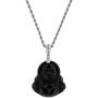 Laughing Buddha Black Jade Pendant Necklace Rope Chain Genuine Certified Grade A Jadeite Jade Hand Crafted, Jade Necklace, 14k White Gold Finish Silver Laughing Jade Buddha Necklace