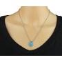Antique Style 925 Sterling Silver Necklace with Created Blue Fire Opal Floral Design Pendant, 20''