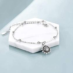 ONEFINITY Sunflower Bracelet 925 Sterling Silver Sunflower Beads Bracelets Sunflower Jewelry for Women Gifts