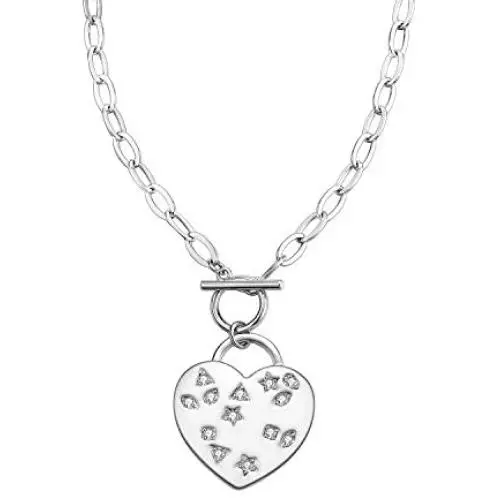 Necklace for Women 14K Gold Plated, Tiny 14K White Gold Cubic Zirconia Pendant Necklace Dainty Personalized Jewelry for Girls Gift