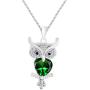 AFFY Multi Stone Owl Pendant Necklace in 14K Gold Over Sterling Silver