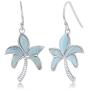 Sterling Silver Natural Larimar Palm Tree Earrings