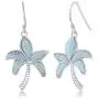 Sterling Silver Natural Larimar Palm Tree Earrings Sterling Silver Natural Larimar Palm Tree Earrings