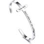 MOWOM Personalized Cross Bracelet Engraving Religious Bible Verses Jewelry Christian Gifts Customized Inspirational Bracelets for Women Girls Stainless Steel Bangle Adjustable Cuff