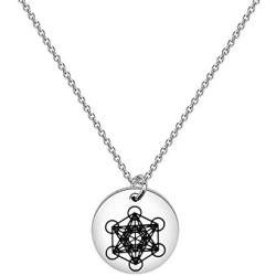 PENQI Metatron’s Cube Necklace Sacred Geometry Seals of Archangel Jewelry Angel Gift for Her Him