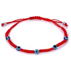 6pcs Evil Eye String Kabbalah Bracelets for Protection and Luck Hand-Woven Red Rope Cord Thread Friendship Bracelet Anklet (HS028-5)