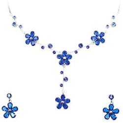 Faship Gorgeous CZ Crystal Floral Necklace Earrings Set