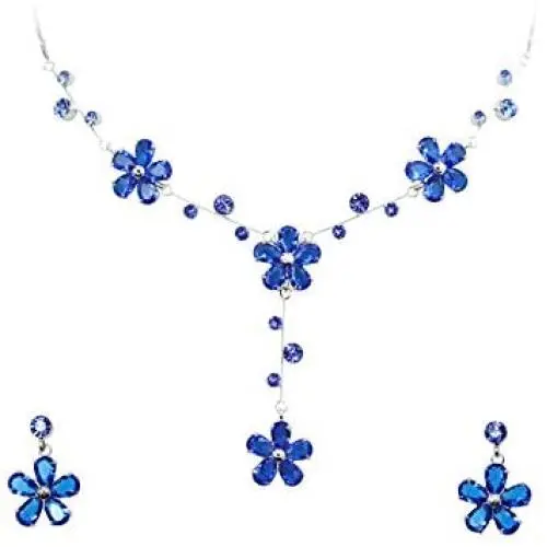 Faship Gorgeous CZ Crystal Floral Necklace Earrings Set Faship Gorgeous CZ Crystal Floral Necklace Earrings Set