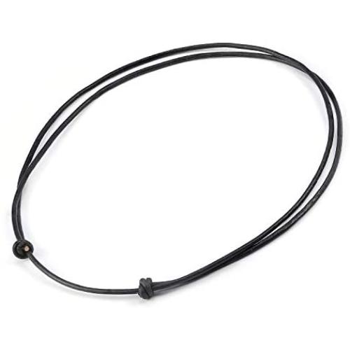 POTESSA Black Leather Cord Choker Necklace Double Knotted Adjustable Necklace Minimalist Jewelry for Women Men Unisex