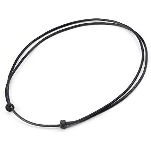 POTESSA Black Leather Cord Choker Necklace Double Knotted Adjustable Necklace Minimalist Jewelry for Women Men Unisex POTESSA Black Leather Cord Choker Necklace Double Knotted Adjustable Necklace Minimalist Jewelry for Women Men Unisex