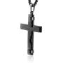 HZMAN Religion Cross Lords Prayer Stainless Steel Pendant Necklace Rolo Cable Wheat Chain