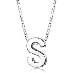Sllaiss Tiny Initial Letter Pendant Necklace Men Women 925 Sterling Silver A-Z Charm Necklace Alphabet Name Jewelry