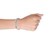 Biker Partner in Crime Handcuff Bangle Bracelet for Men Black Silver Tone Stainless Steel 8 Inch Button Hinge Clasp