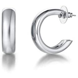 FANCIME Half Open Hoop Stud Earrings Triple Thin/Thick Tube High Polished Hoop Earrings 14K Yellow/White Gold Plated Fashion Statement Jewelry Gift for Women Teens Girls Mom