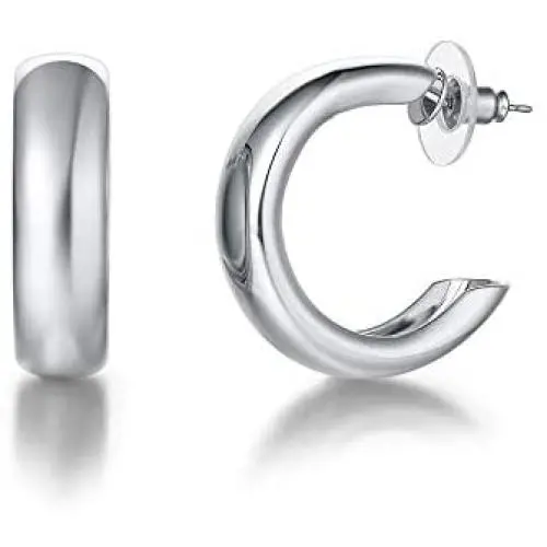 FANCIME Half Open Hoop Stud Earrings Triple Thin/Thick Tube High Polished Hoop Earrings 14K Yellow/White Gold Plated Fashion Statement Jewelry Gift for Women Teens Girls Mom