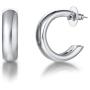FANCIME Half Open Hoop Stud Earrings Triple Thin/Thick Tube High Polished Hoop Earrings 14K Yellow/White Gold Plated Fashion Statement Jewelry Gift for Women Teens Girls Mom