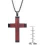 Stainless Steel Cross Pendant Necklace with Wood and Black Ion Plating 24 Inch Box Chain Lobster Claw by Lavari Jewelers