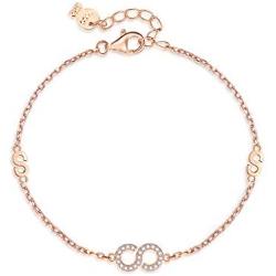 T400 925 Sterling Silver Rose Gold Infinity Pendant Necklace Link Bracelet with AAA Cubic Zirconia Gift for Women Girls