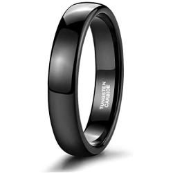 TRUMIUM 2mm 4mm 6mm 8mm Black Tungsten Ring for Men Women Wedding Band Domed High Polish Comfort Fit 4-15