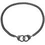 Biker Jewelry Working Lock Partners in Crime Black Handcuff Statement Necklace for Men for Women Black Or Silver Tone Stainless Steel