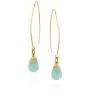 Women’s 14k Gold Filled Hand Wrapped Amazonite Gemstone Long Wire Threader Earrings
