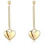 Cowlyn Heart Earrings Love Pendant Long 925 Silver Needle 14K Gold Dangle Drop Stud Cute Jewelry Gift for Women