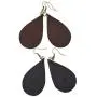 Leather Antique Teardrop Earrings/Boho Leaf Gift 2-Pack Handmade by Hide & Drink :: Bourbon Brown + Charcoal Black