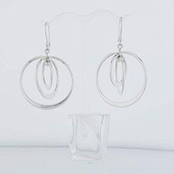 Pepe Dominguez 925 Sterling Silver 3 Hoops in Satellite Orbit Dangle Earrings